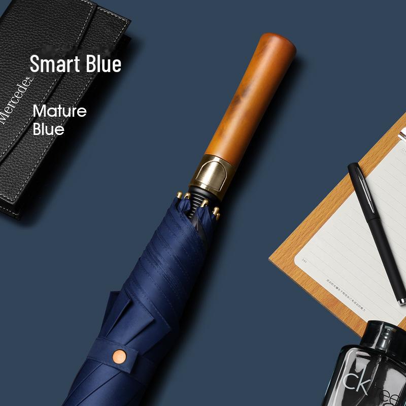 Umbrelă de Golf Britanică Retro Business - Mâner de Lemn, Tijă Dreaptă Consolidată, Anti-Ultraviolete, Design Cadou Imprimat.