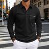 Men's Casual Long Sleeve V-Neck Button Front Shirt with Pocket