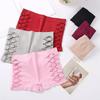 3PCS Sexy Side Hollowed-out Boxer Briefs Women Solid Color Seamless Underwear Simple Safety Pants  Mid-waist Comfortable Panties