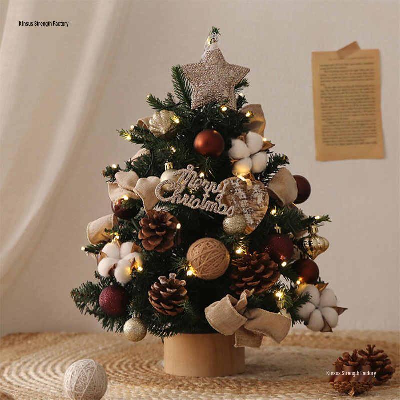 2024 Mini Christmas Tree with Lights: Stylish Tabletop Ornament for Home Decor