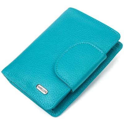 Bright Vertical Female Cats Made of Genuine Leather CANPELLINI Wallet 21678 Turquoise