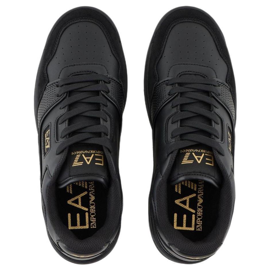 Emporio Armani EA7 Leather Round Toe Lace-Up Low-Top Sneakers Men Sneakers Black X8X187XK402M701