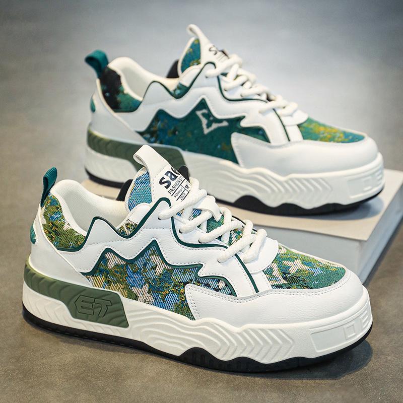 

Мужская обувь 2024 весна новая дышащая белая обувь корейская версия тренд универсальная модная нишевая оригинальная обувь на платформе 39