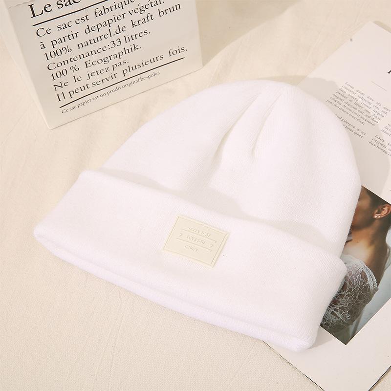 New Autumn/Winter 1980 Label PVC Knit 6-Panel Common Front Logo Seamless Fusing Adult Women's Beanie Hat Warm Casual Outdoor