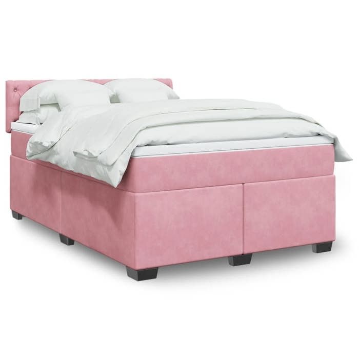 Maison Exclusive - Sommier à lattes de lit avec matelas Rose 140x190 cm Velours