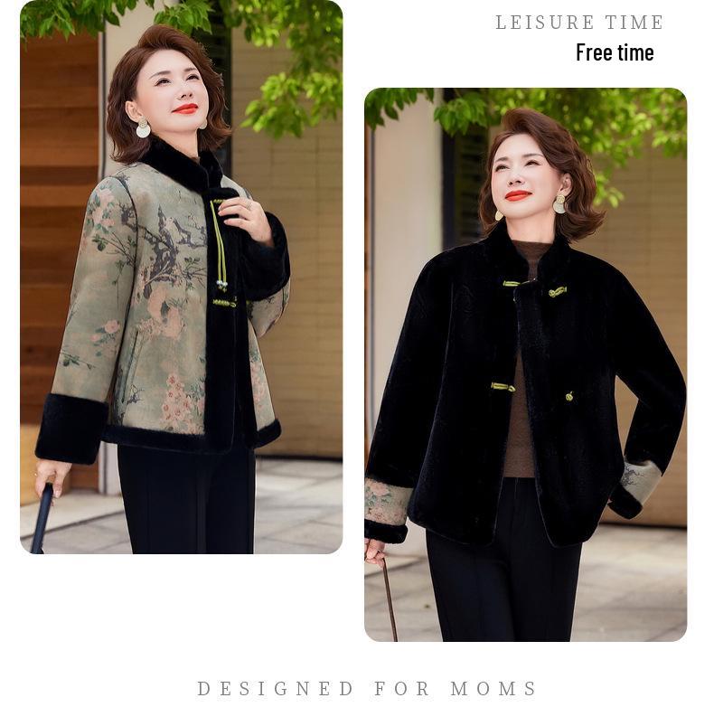 2025 New Chinese-Style Double-Sided Thick Coat for Middle-Aged & Elderly Women