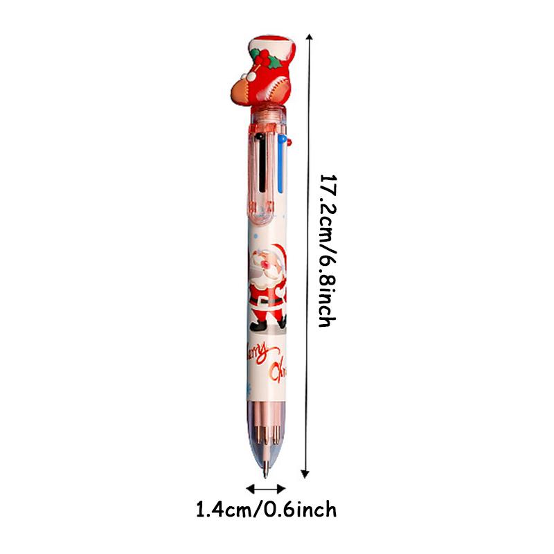 6pcs Cartoon Santa Claus Colorful Pencil Xmas Tree Ballpoint Pen Merry Christmas Gifts Office School Stationery Writing Tools