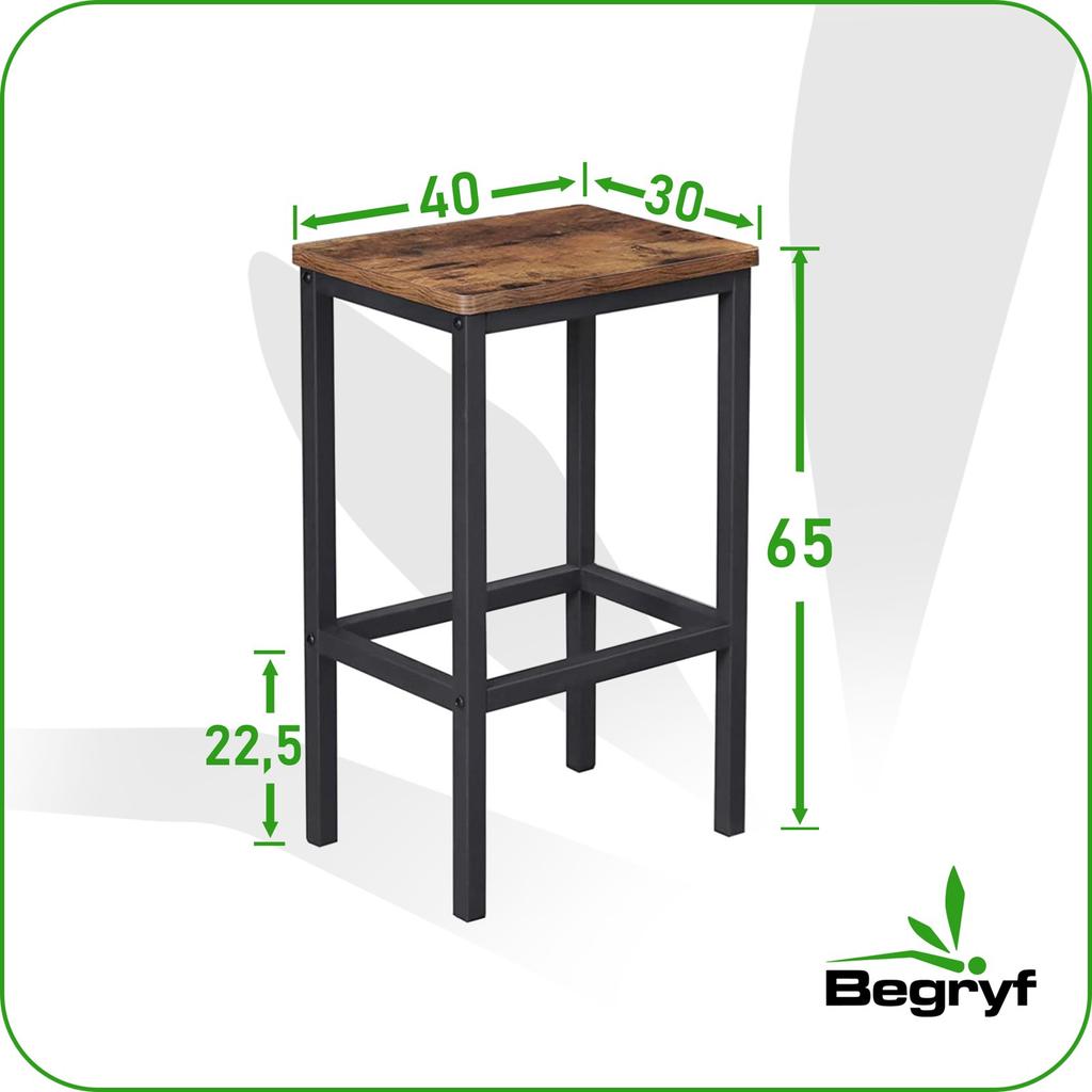 Dark Brown Bar Stool Kitchen Stool Set of 2 Pcs 40X30X65 And Grip