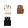 Men's Casual College Style V-Neck Knitted Sweater Vest - Autumn/Winter Korean Loose Fit