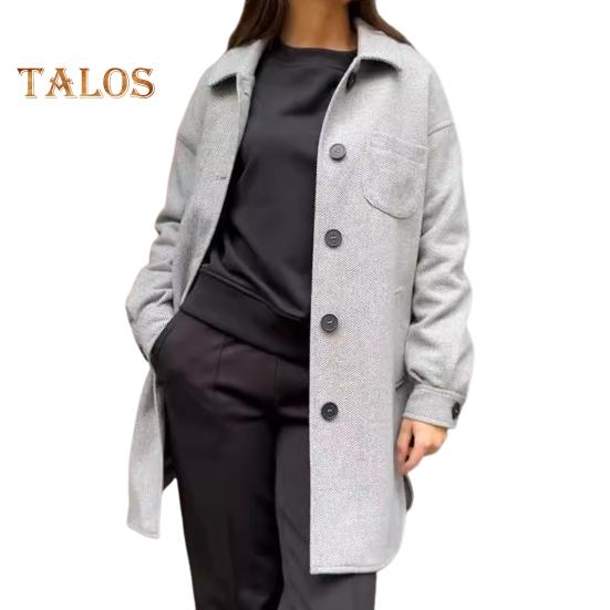 

Женское зимнее пальто с отложным воротником и карманами, однотонный кардиган с нагрудным карманом, свободная верхняя одежда, термобелье с длинными рукавами, зимняя куртка для поездок на работу и свиданий XXXL светло-серый