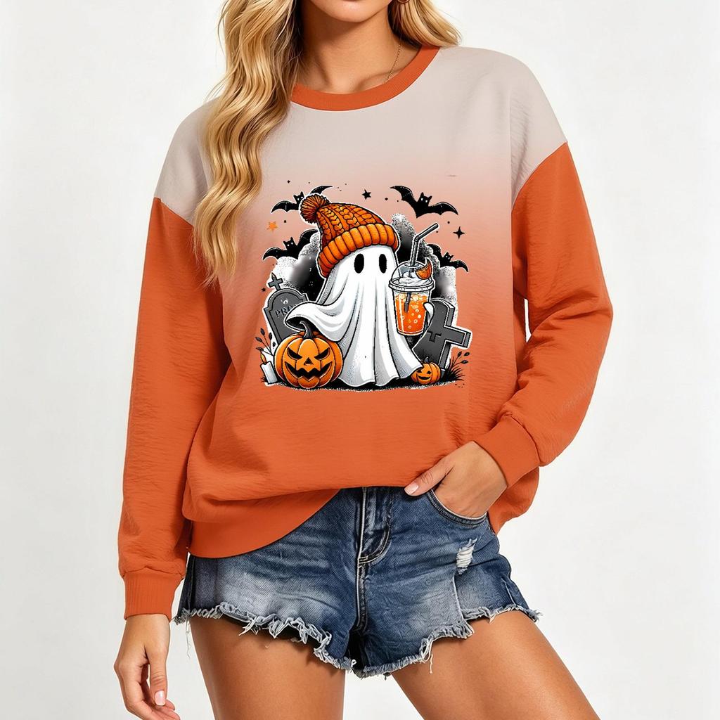 Women's Casual Long Sleeve Loose Fit Halloween Printed Sweatshirt