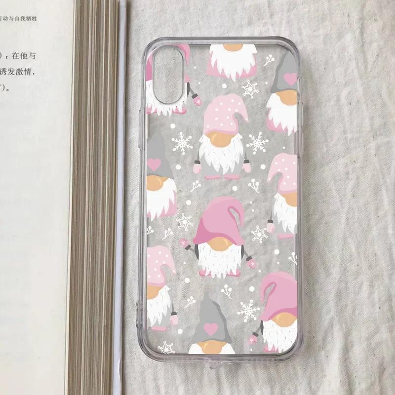 

New Year Merry Christmas Phone Case For iPhone 16 15 14 13 12 11 Pro Max Mini 7 8 Plus SE Clear Coque Shell Cartoon Cover Fundas iPhone 16
