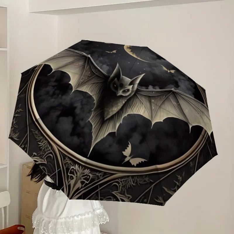 1pc Gothic Bat Moon Night Artwork Umbrella with Plastic Handle,Suitable for All Seasons Home Travel Outdoor UmbrellaDD090
