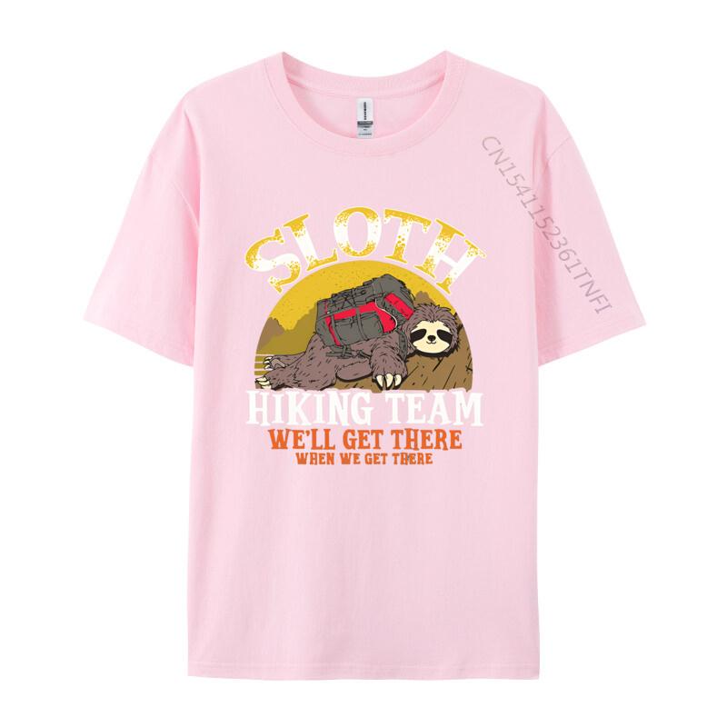 Sloth Hiking Team Well Get When We Get Tshirts Men Cotton T Shirt Harajuku Tee Top Simple Style Printed Tshirt