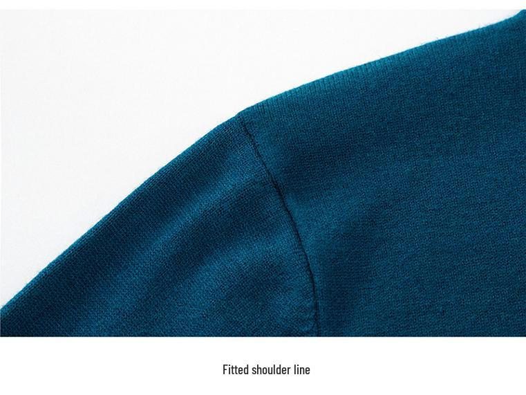 Men's High Neck Knit Sweater - Warm Solid Color Pullover for Middle-aged and Young Men