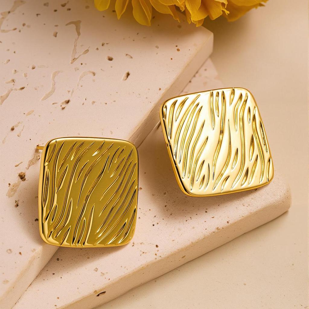 Geometric Irregular 18k Gold Titanium Steel Earrings for Women