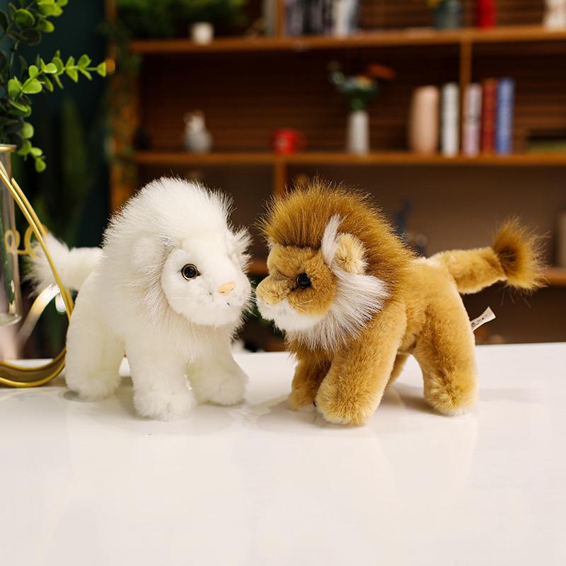 Artificial Lion Animals Yellow White Soft Dolls Throw Pillow Baby Children Sleep Appease Doll Room Decor Birthday Gift for Baby`