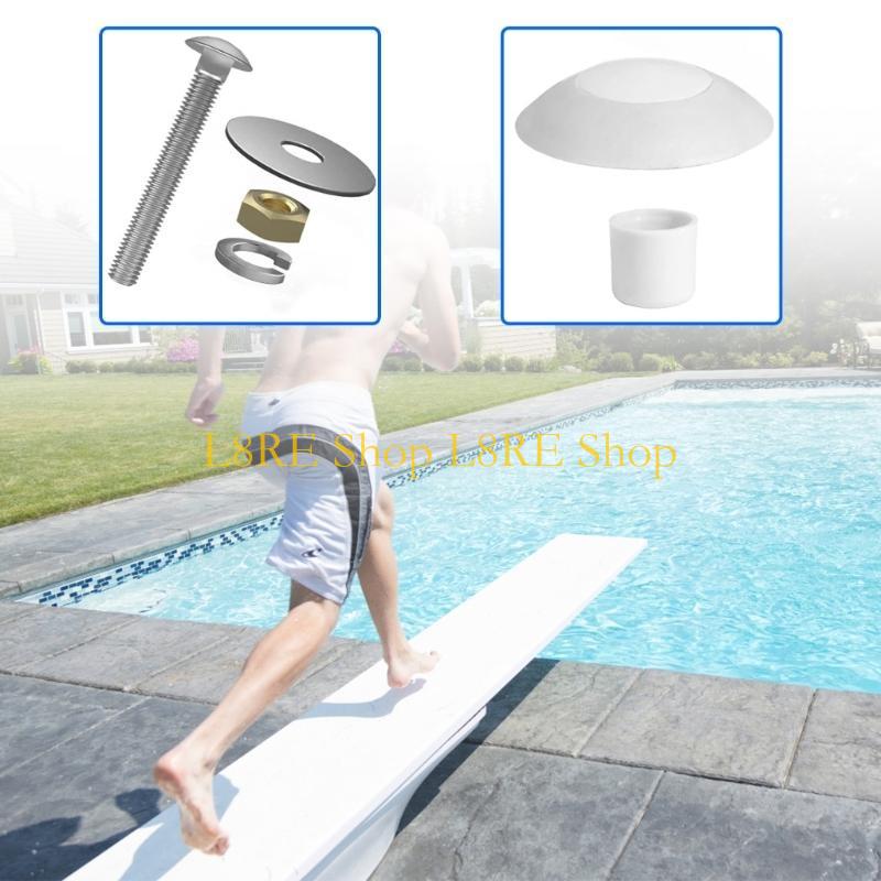 L8RE Juego de Pernos para Tabla de Buceo de Fácil Instalación con Tornillos y Arandelas Mejora la Seguridad Adecuado para Piscinas Residenciales Enterradas con Dos Agujeros