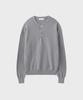 Yunionbeullu Hard Twist Henley-Neck Knit [Melange Gray]