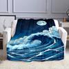 Moonlit Ocean Wave Scene Patterned flannel blanket perfect for the bedroom living room, sofa, or a little nap