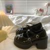High Heel Square Heel Mary Janes Round Toe Slip-on  High Quality Ladies Shoes Spring/autumn Solid Dress Shallow Pumps