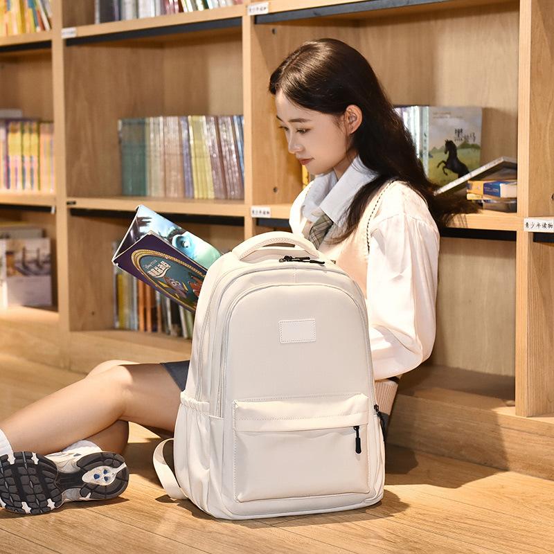

Stylish large-capacity computer solid color male and female junior high school college students simple backpack синий