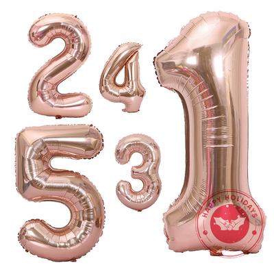 40" Rose Gold  Number Balloon Decoration Anniversary Birthday Wedding New Year Celebration Aluminum Foil Digital Helium Balloons