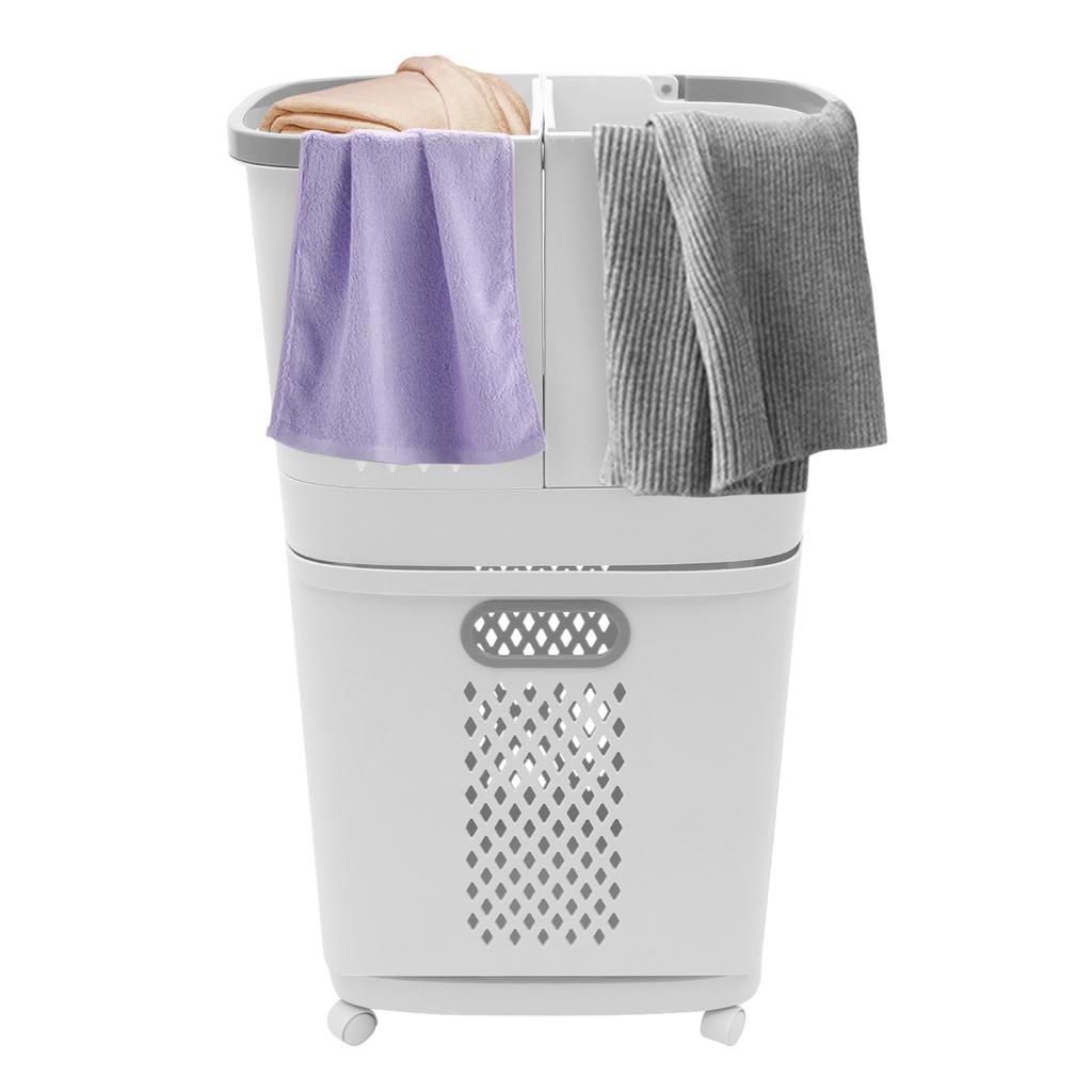 Plastic Household Laundry Basket Hampers Portable Laundry Hamper Clothes Basket, Dirty Clothes Washing Storage Cart with Wheels