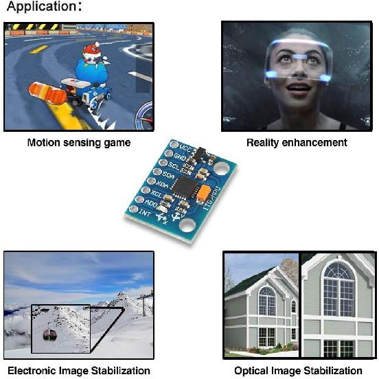 AITRIP 5 Pcs GY-521 MPU-6050 MPU6050 Module,6 DOF MPU-6050 3 Axis Accelerometer Gyroscope Sensor Module 16Bit AD Converter Data Output IIC I2C DIY