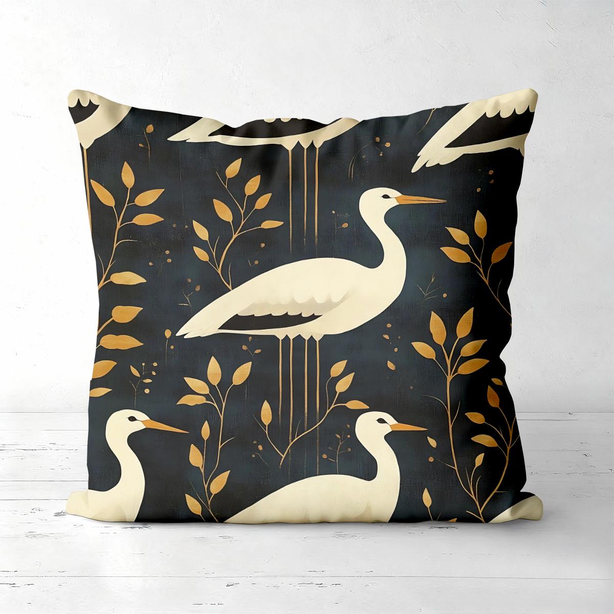 

Heron Patterned Cushions With Floral And Leaf Designs Polyester pillowcase, sofa decorative cushion cov Headboard Pillow 45x45cm