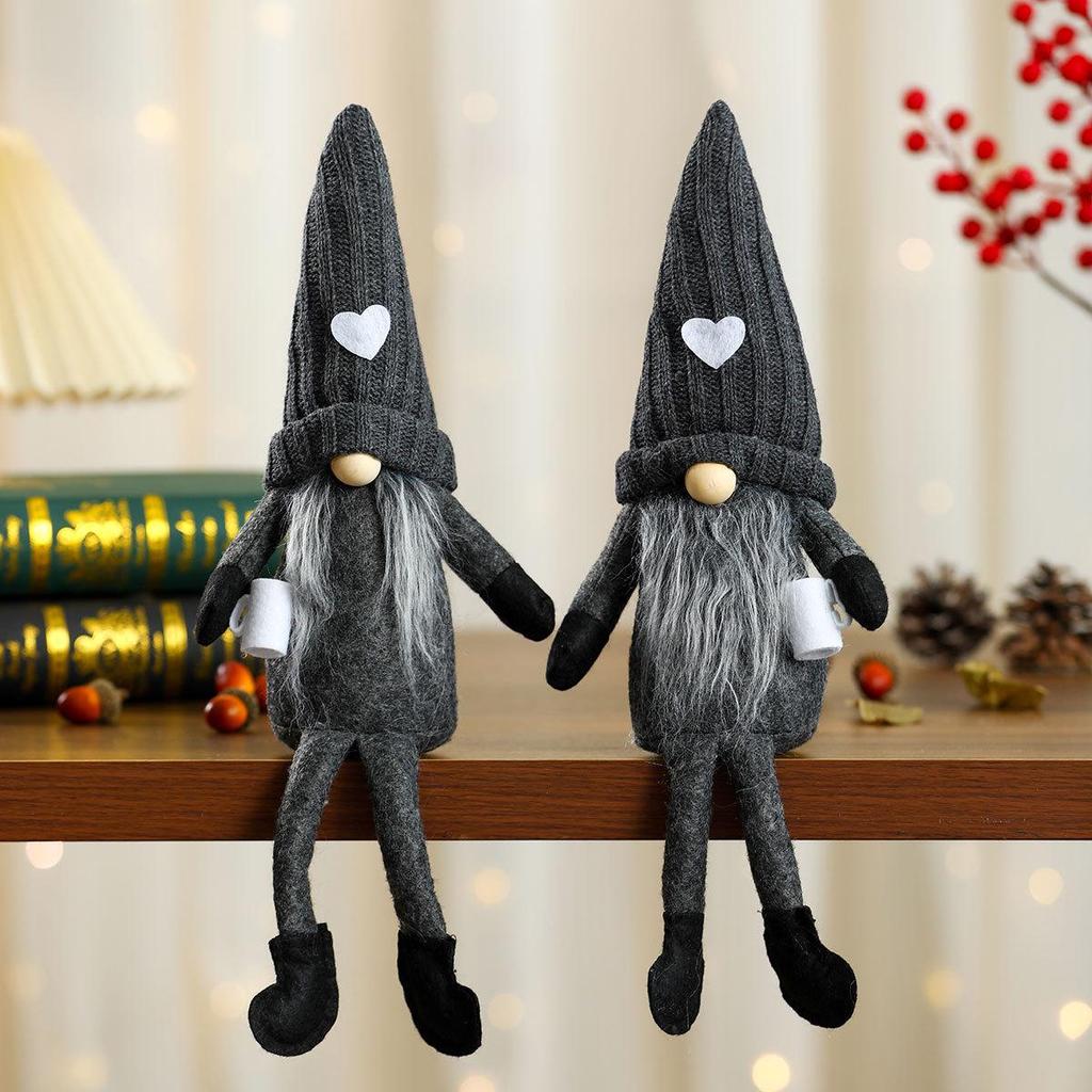 Faceless Knitted Doll with Hanging Legs - Christmas Ornament for Home Decor