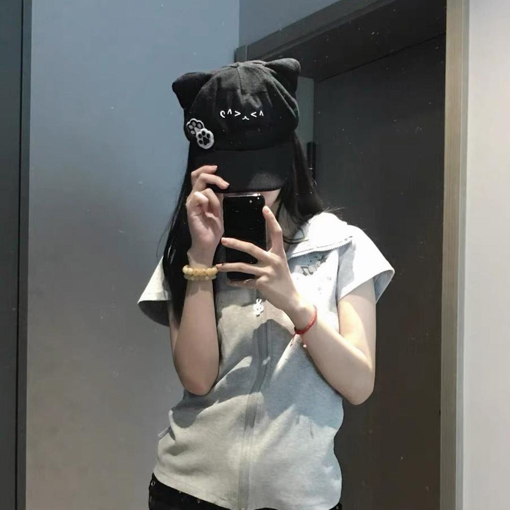 Cosplay Cats Ear Baseball Hat for Teens Girl Women Funny Ear Hat Y2K Hiphop Hat All Matching Sun Hat Halloween Headpiece