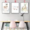 Unframed Print Garland Animal Bear Deer Rabbit Canvas Painting Fashion Nordic Living Room Wall Art Posters Kids Room Decor No Frame