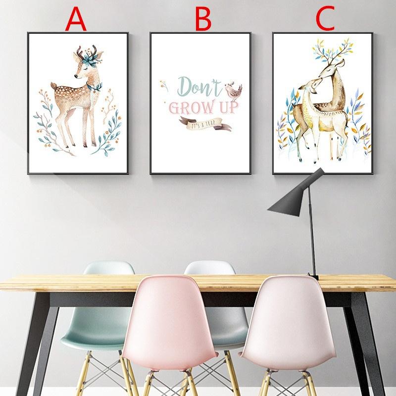 Unframed Print Garland Animal Bear Deer Rabbit Canvas Painting Fashion Nordic Living Room Wall Art Posters Kids Room Decor No Frame