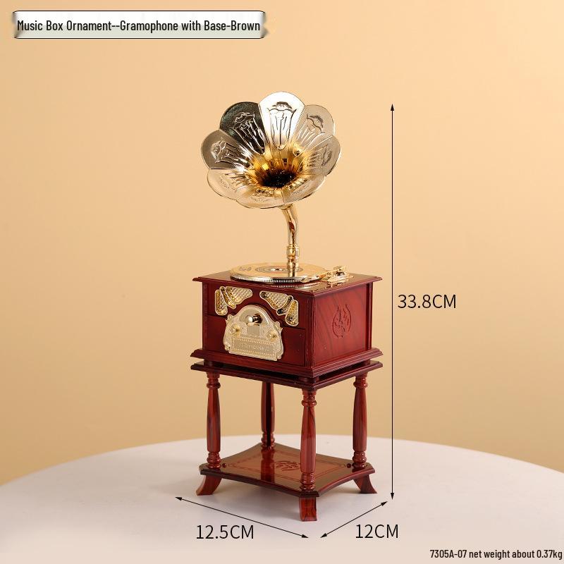 Creative Retro Wind-up Music Box for Home & Shop Decor, Photography Props
