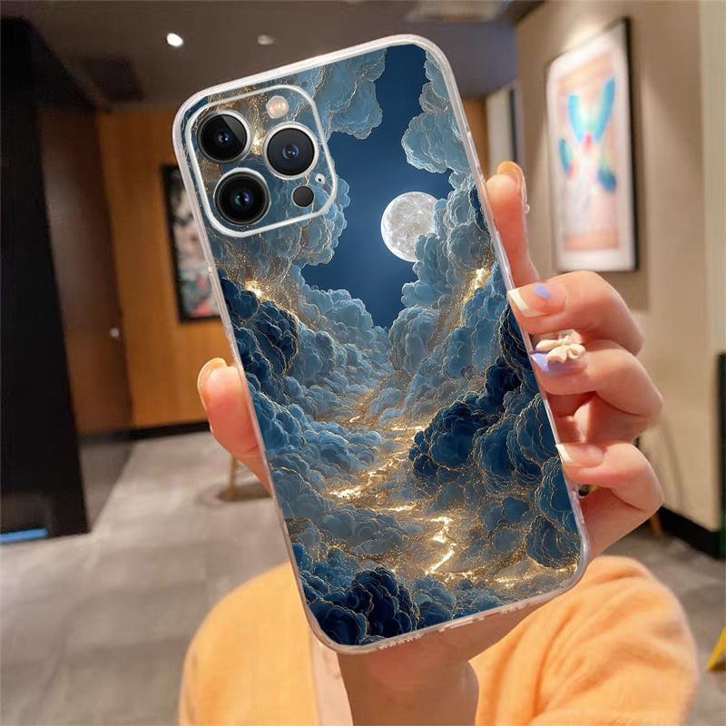 Clound Moon Star Night Phone Case Carcasa Funda For iPhone 17 Pro Max Air 16 15 14 13 Pro Max 15 16 Pro 15Plus Case