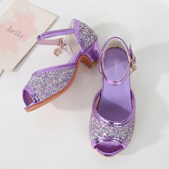 Splozh Girls Dress Shoes Princess High Heels Closed Toe Party Wedding Flower Girls Shoes Toddler Little Big Kid,Silver 11