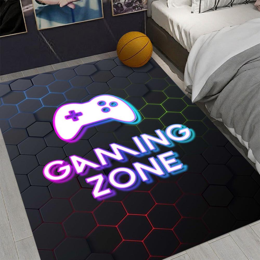 Gaming-Teppich für Jungenzimmer, Gamer-Teppich mit Controller-Design, Teppich für Spielzimmer, Schlafzimmer-Dekor, rutschfeste, maschinenwaschbare Matte