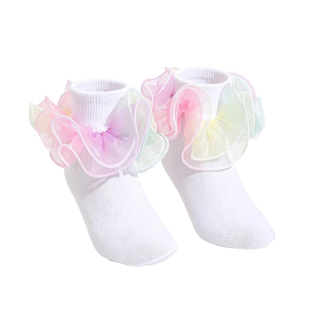 Girls Lace Princess Dance Socks with Ruffle Trim – Breathable Lightweight for Kids