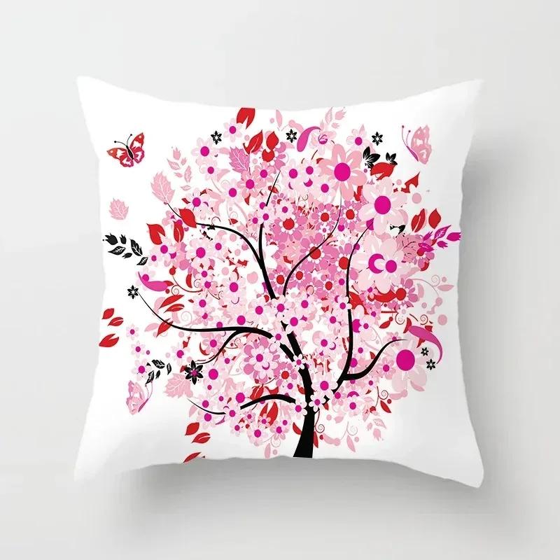 Luxury Home Decor Pillowcase Living Room Sofa Cushion Cover Creative Painting Colorful Tree Print Cushion Cover