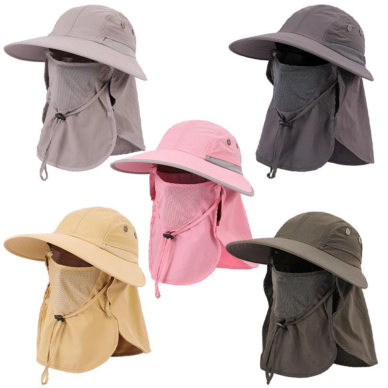 Price Outdoor Sports Sunscreen Fisherman Hat Wide Brim Face Cover Waterproof Breathable Solid Color Bucket Hat