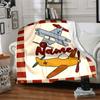 Custom Name Cute airplane Theme Printed Blanket - Perfect for Couch, Bed, Travel & Outdoor Use | Machine Washable, Cozy & Durable.