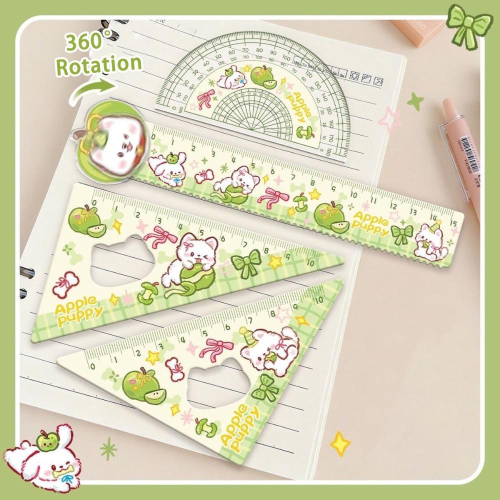 4pcs Acrylic Straight Ruler Measurement Drawing Stationery Set Square Protractor  School Office