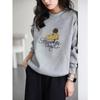 2025 Autumn Women's Cotton Round Neck Printed Casual Loose Slimming Long Sleeve Hoodie Top