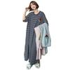 Korean Style Striped Summer Nightgown: Cute, Loose, Mid-Length Short-Sleeve 2025 Pajamas for Women