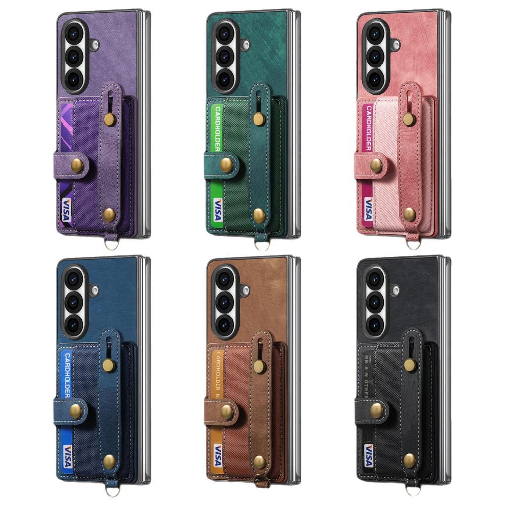 Galaxy Z Fold7 Leather Case with Card Slots - Multifunctional Folding Wallet Protective Cover for Samsung ZFold6