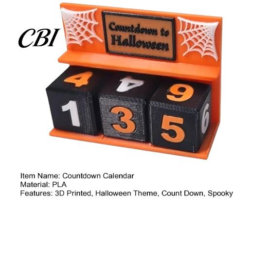 Gruseliges Feiertags-Countdown-Display Halloween-Kalenderblock, 3D-gedruckter Adventskalender, Tägliche Kaffeetisch-Mittelstück Countdown für Dekoration am Kaminsims,