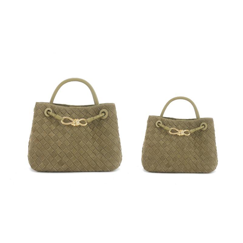 Suede Woven Bag, Hand Bag, Women's Bow Metal Buckle, Large Capacity Commuter Shoulder Messenger Tote Bag