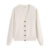 AMI Autumn and Winter New Little White Heart Alpaca Wool Blended Soft and Sticky Knitted Cardigan Round Neck Cloud Sweater Pocket Coat