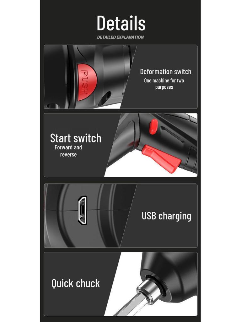 Rechargeable Mini Electric Screwdriver Drill - Fully Automatic, Household Compact Tool